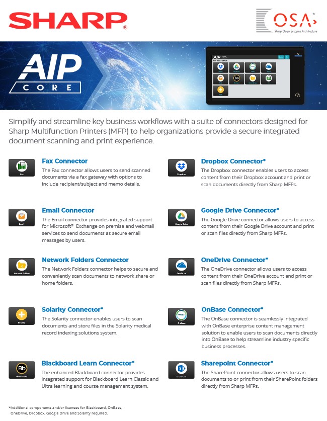 Sharp, Aip Connect, Advanced Copier Technologies