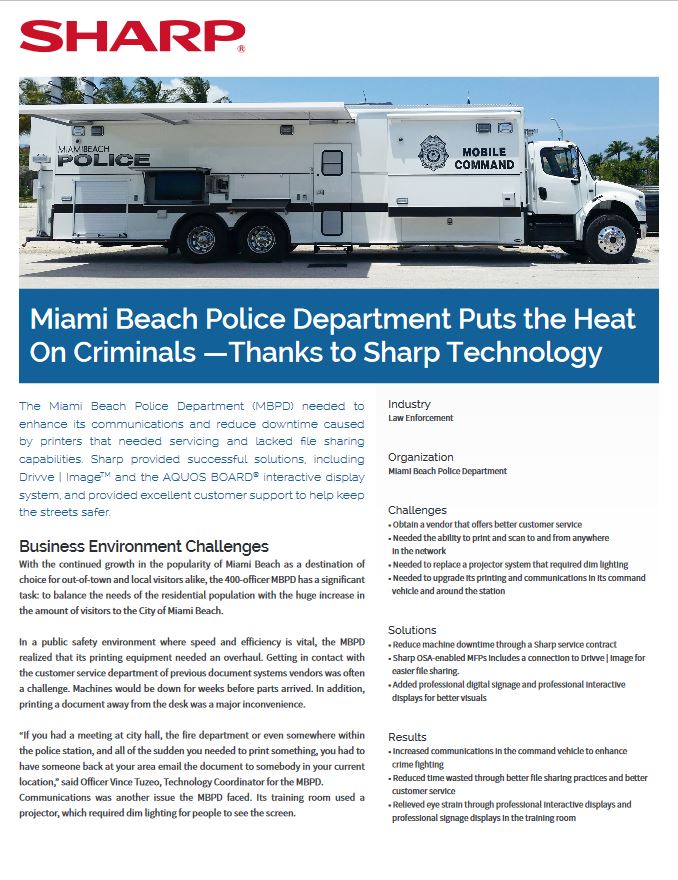 Sharp, Miami Police, Case Study, Advanced Copier Technologies