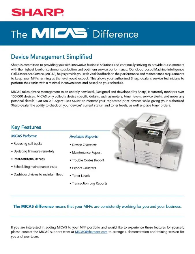 Sharp, Micas, Advanced Copier Technologies